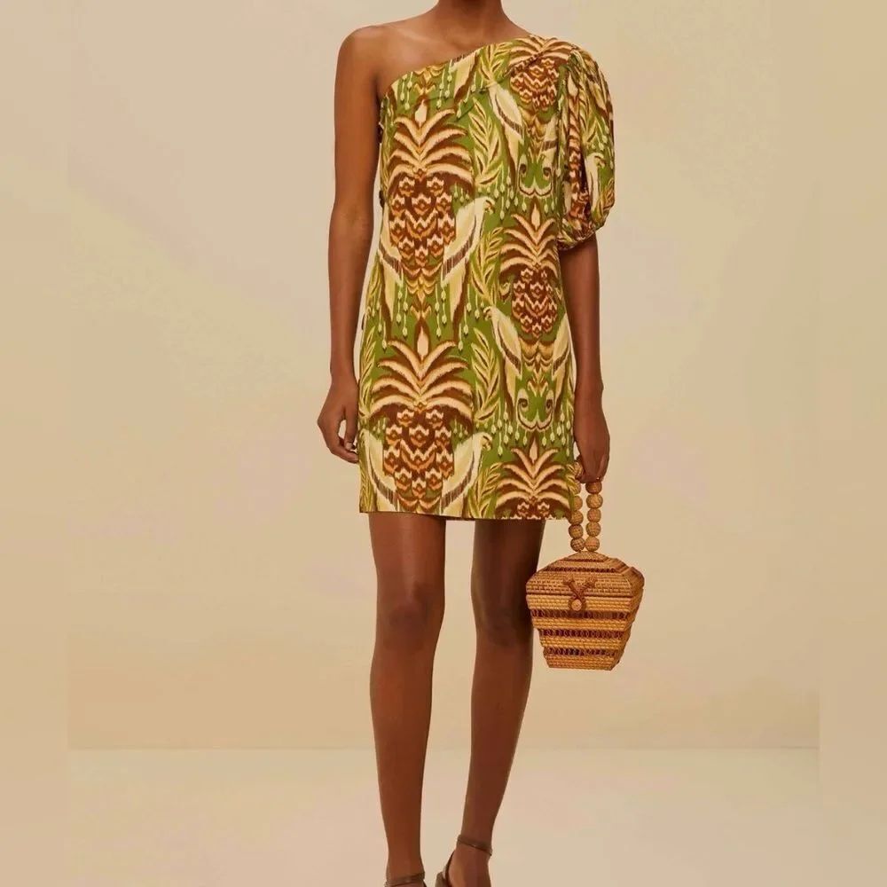 Farm Rio One shoulder Buttonned Mini Dress NWT Size S